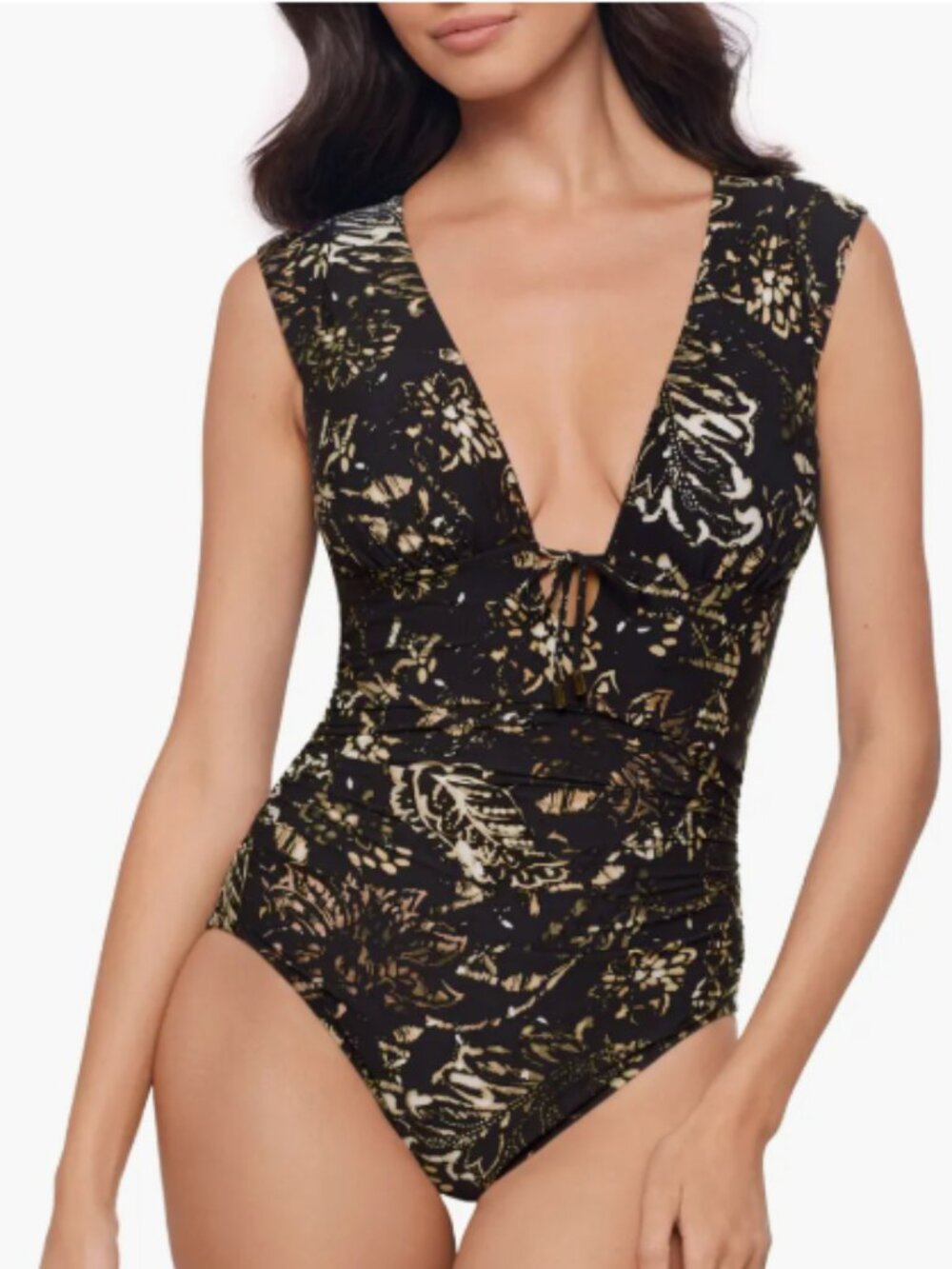 Magicsuit Balinese Dash One Piece Swimsuit Size 12 Black Multi, NWT Shaping Swim